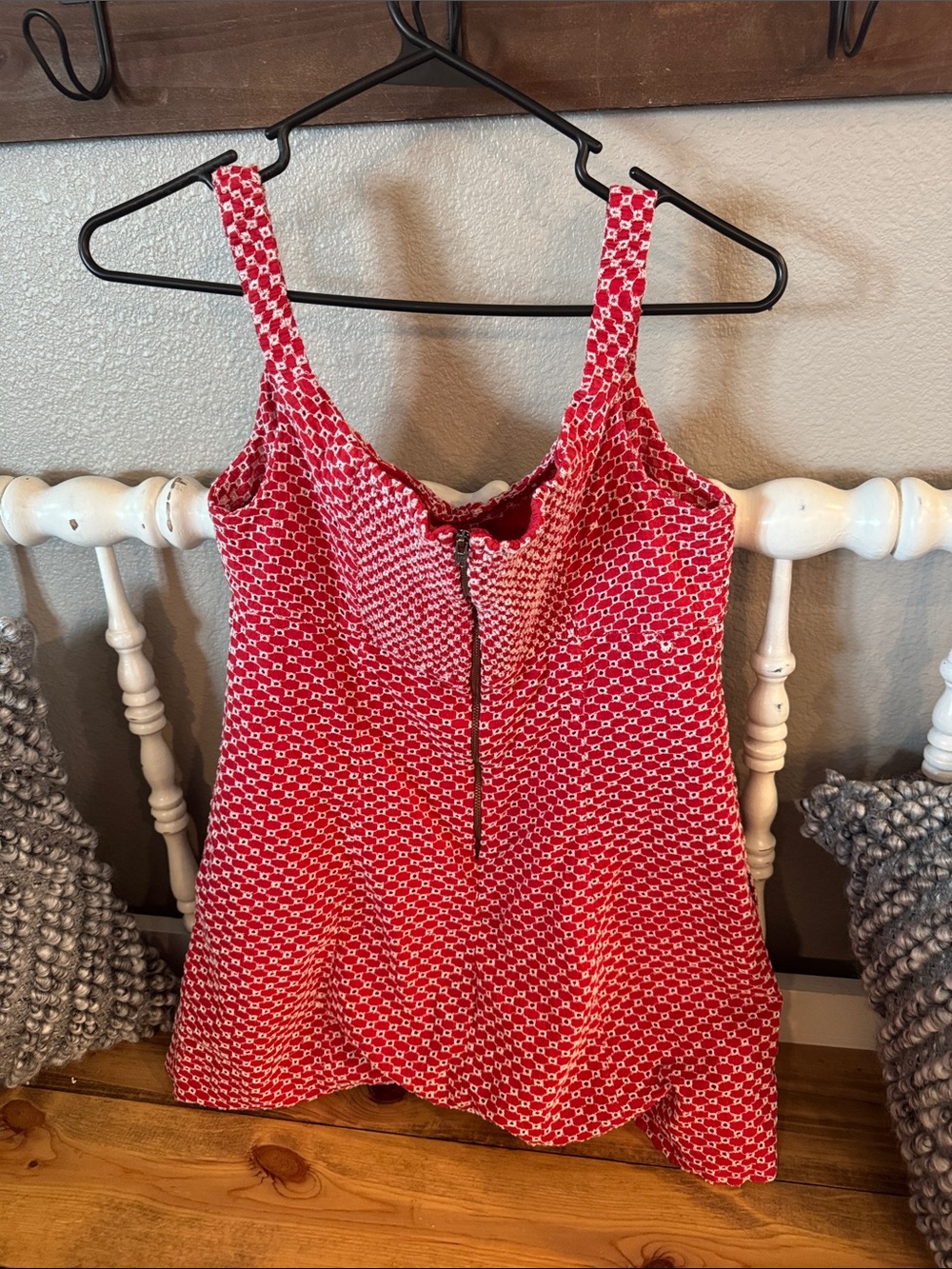 Red Printed Sleeveless Women's Tank top/ Mimi dress - Picture 2 of 5